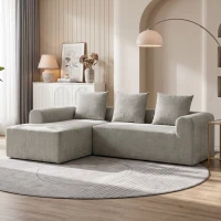 HOMCOM Ecksofa aus Chenille, 3‑Sitzer L‑Form 242 cm mit Ottomane, tiefe Sitzfläche, breite Armlehnen, Hellgrau(m-6)