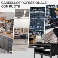 DURHAND Carrello 3 Livelli in Acciaio con Cassetto, Porta Utensili Laterale e Maniglia, Nero(m-7)