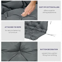 Outsunny Garden Bench Cushion, 2 Seater Swing Chair Cushion, Seat Pad with Ties for Indoor and Outdoor Use, 120 x 110 x 12 cm, Dark Grey(m-6)