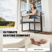 Outsunny Outdoor Seat and Back Cushion Set, 63L x 55W x 15Dcm Patio Deep Seating Chair Fade Resistant Replacement Cushion, Light Grey(m-5)