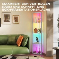 HOMCOM LED lampa stojąca 5-stopniowa ściemnialna z półkami, zmiana kolorów RGB, pilot(m-6)
