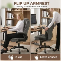 HOMCOM Office Chair, Ergonomic Desk Chair with Flip-up Armrest, Pocket Springs, Swivel Wheels, Adjustable Height, Dark Grey(m-6)