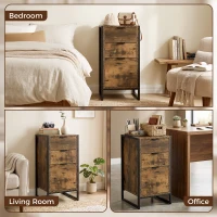 HOMCOM 3 Drawer Chest of Drawers, Industrial Bedside Cabinet with Metal Frame and Runner, Small Storage Unit for Bedroom, Living Room or Office, 39 x 40 x 76.5 cm, Rustic Brown(m-6)