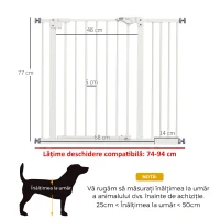 PawHut Poartă pentru Câini Lățime Reglabilă 74-148 cm, Albă(m-3)