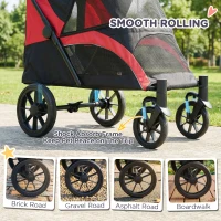 PawHut Passeggino per Cani Taglia Media Pieghevole con Finestre a Rete, Cuscino e Guinzagli, 124x67x100 cm, Nero(m-9)