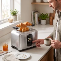 HOMCOM 2 Slice Smart Toaster with Touch Screen & LED Countdown, Toaster with Warming Rack, 6 Browning Levels, Memory Function(m-8)