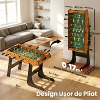 HOMCOM Masă de Fotbal Pliabilă, 22 Jucători și 2 Bile, 98x42x62,5 cm, Lemn(m-5)