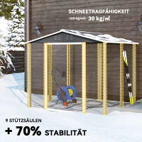 Outsunny Geräteschuppen aus Metall, wetterfest & rostfrei, abschließbar,  2,40 x 2,06 x 1,98 m, Dunkelgrau(m-5)