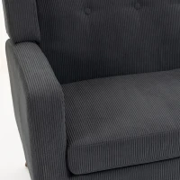 HOMCOM 2 Seater Sofa, 118 cm Corduroy Small Loveseat with Spring Cushion, Wood Legs for Small Space, Living Room, Dark Grey(m-12)
