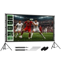 HOMCOM 254 cm 16:9 HD 4K/8K projectorscherm met standaard, draagbaar dubbelzijdig scherm met inklapbare statieven, wit(m-11)