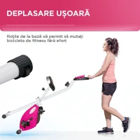 SPORTNOW Bicicletă Fitness Pliabil Magnetică a 8 Niveluri Con Afișaj Roz E Alb(m-7)