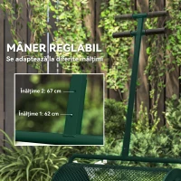 Outsunny Distribuitor de Îngrășământ 75 L din Metal cu Mâner Reglabil în T și Mâner Căptușit, 70x40x112 cm, Verde(m-6)