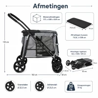PawHut Opvouwbare Hondenbuggy voor Kleine en Middelgrote Oudere Honden tot 20 kg Grijs(m-3)