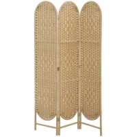 HOMCOM Paravan de Interior Pliabil cu 3 Panouri, 120x170 cm, Stil Boem, din Hârtie și Lemn de Pin, Culoare Lemn(m-11)