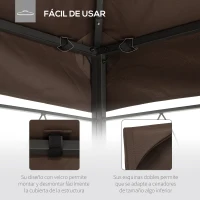 Outsunny Techo de Repuesto para Cenador 4x3 m Cubierta de Repuesto con Techo Doble 10 Orificios de Drenaje y Protección UV Toldo de Recambio para Pabellón Gazebo Marrón(m-6)