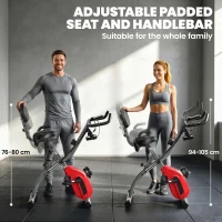 SPORTNOW 4-In-1 Folding Exercise Bike with Resistance Bands, Bluetooth App, 8-Level Magnetic Resistance, LCD Display, Red(m-7)