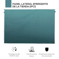 Outsunny 2 Paredes Laterales para Carpas de 3 x 3 m, 300x200 cm, Paredes Laterales de Repuesto para Cenador de Tela Oxford con Ventana, para Jardín, Exteriores, Fiestas, Verde Oscuro(m-4)