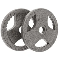 HOMCOM Set of 2 Cast Iron Weight Plates for 2 inch/5cm Hole Dumbbell Handle Bar, 20kg Dumbbell Plates Barbell Weight 2 x 10kg(m-1)