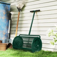 Outsunny Distribuitor de Îngrășământ 75 L din Metal cu Mâner Reglabil în T și Mâner Căptușit, 70x40x112 cm, Verde(m-10)