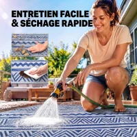 Outsunny Tapis extérieur Style Graphique - Tapis réversible 2 Motifs - dim. 2,74L x 1,82l m - PP Haute densité 310 g/m²(m-5)