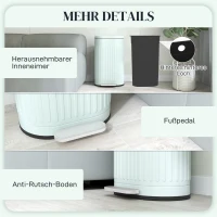 HOMCOM Mülleimer 30L Treteimer mit Deckel Fußpedal herausnehmbarem Inneneimer Soft-Close-Funktion 36,5 x 31,2 x 60,8 cm, Grün(m-7)