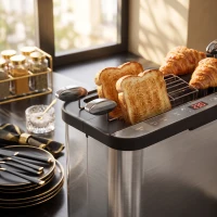 HOMCOM 3-in-1 Electric Mini Oven, Long Slot Toaster and Tabletop Grill, with LED Display, 60 Min Timer, Stainless Steel, 1700W(m-13)