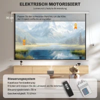 HOMCOM Beamer Leinwand 293 x 193 cm 120 Zoll 16:9 HD 4K Projektionsleinwand Elektrisch mit Fernbedienung, Weiß(m-4)