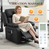 HOMCOM Riser and Recliner Chair with Vibration Massage, PU Leather Power Lift Chair for Elderly, Black(m-5)
