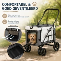PawHut 2-in-1 Hondenbuggy met Afneembare Draagmand voor Honden en Katten tot 10 kg, Grijs(m-4)
