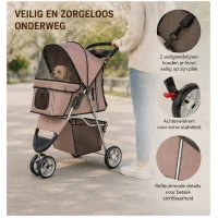PawHut Opvouwbare Hondenbuggy voor Kleine Oudere Honden tot 10 kg, Koffiebruin, 77 x 44 x 102 cm(m-6)