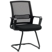 HOMCOM Ergonomischer Stuhl, Netzstoff, Schaumstoff, Metallbeine, Kufenbasis, Schwarz(m-12)