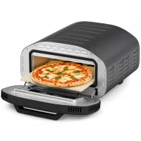 HOMCOM Piec do użytku wewnętrznego, 30,5 cm elektryczny piec do pizzy z 8 programami, 430 °C, timer, kamień ceramiczny, 2200 W(m-11)