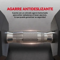 HOMCOM Juego de Mancuernas de 2x4 kg con Barra de Conexión Metálica y Cabeza Hexagonal para Entrenamiento en Casa Negro y Plata(m-4)