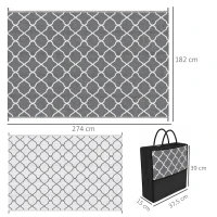 Outsunny Tapete de Exterior Moderno Reversível e Impermeável para Varanda Campismo Praia 182x274cm Cinza e Branco(m-3)
