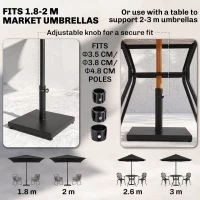 Outsunny Zonneschermstandaard, schermhouder, schermbasis voor Ø 35 mm, Ø 38 mm, Ø 48 mm metaal(m-4)