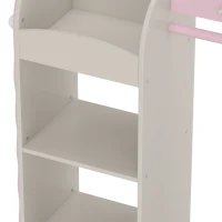 AIYAPLAY Kids Clothing Rack, Kids Wardrobe with Glowing Lights Mirror, Non-Woven Drawer and Shelves for Bedroom, Ages 3-8, Pink(m-12)