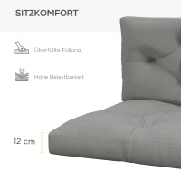 Outsunny Sitzpolster Sitzkissen Polsterauflage, mit Knopfheftung, 120 x 80 x 12 cm, Grau(m-5)