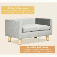 PawHut Sofá para Cães Pequenos 64x45x36 cm em Veludo com Almofada Lavável e Pés em Madeira de Bétula Cinzento Escuro(m-6)
