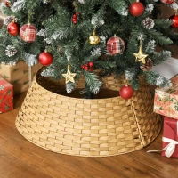 HOMCOM Falda para Árbol de Navidad Rústico Diseño Tejido Cubre Pie para Árbol de Navidad para Fiestas Ø68x22 cm Natural(m-7)