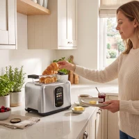 HOMCOM 2 Slice Smart Toaster with Touch Screen & LED Countdown, Toaster with Warming Rack, 6 Browning Levels, Memory Function(m-9)
