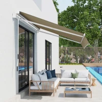 Outsunny Tenda da Sole 2.5x2 m con Braccio Avvolgibile, Tenda Parasole da Esterno a Manovella in Alluminio e Tessuto Poliestere, 280 g/㎡, UV50+, Cachi(m-9)