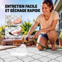 Outsunny Tapis d'extérieur tapis réversible dim. 2,74L x 1,82l m - PP Haute densité 310 g/m² Gris et blanc(m-5)