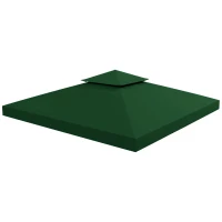 Outsunny 3(m) Gazebo Top Cover Double Tier Canopy Replacement Pavilion Roof Dark Green(m-10)