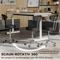 HOMCOM Scaun Reglabil Rotativ a 360°con Spătar Și Șezut Tapițate, Negru(m-6)