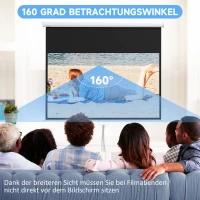 HOMCOM Beamer-Leinwand, inkl. Ständer, Wand- oder Deckenmontage, 16:9 Seitenverhältnis, 172x96 cm, Weiß(m-5)