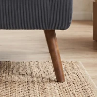 HOMCOM 2 Seater Sofa, 118 cm Corduroy Small Loveseat with Spring Cushion, Wood Legs for Small Space, Living Room, Dark Grey(m-13)