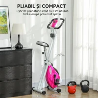 SPORTNOW Bicicletă Fitness Pliabil Magnetică a 8 Niveluri Con Afișaj Roz E Alb(m-8)