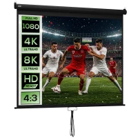 HOMCOM Ecran Proiector 120" Ajustabil cu Montare pe Tavan și Perete, Format 4:3, 244x183cm, Alb și Negru(m-11)