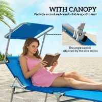 Outsunny Sun Lounger, with Adjustable Face Canopy - Bright Blue(m-6)