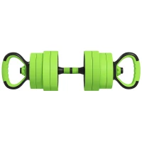 SPORTNOW 40kg 4-In-One Adjustable Weight Dumbbells Set, Barbell, Kettlebell, Push Up Stand - Green(m-1)